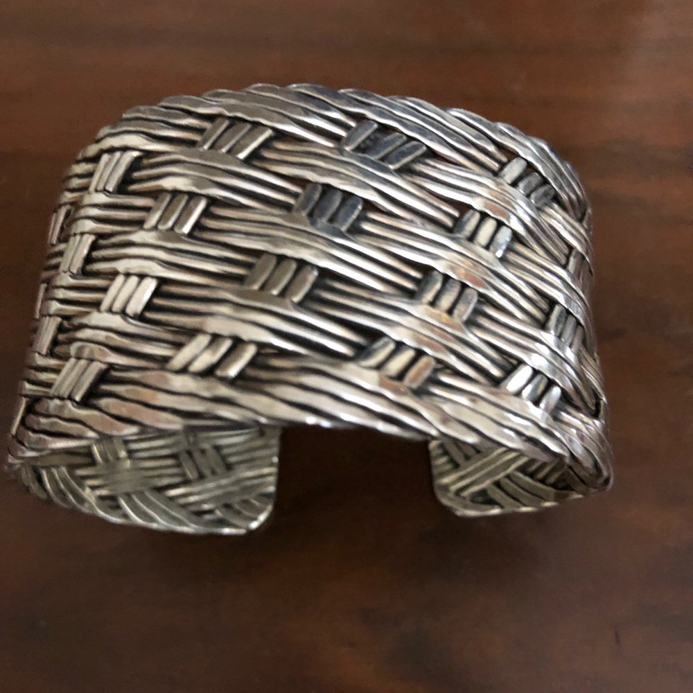 Sterling silver basket weave cuff bracelet